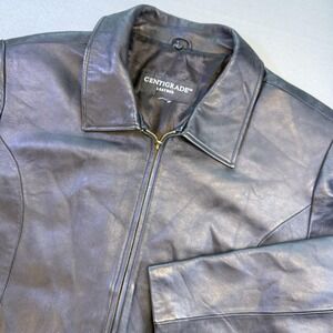 Centigrade Woman's Black Leather‎ Full Zip Coat Jacket Size 2XL EUC